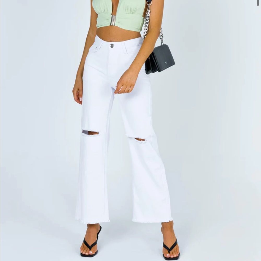 Princess Polly Wide Leg White Jeans